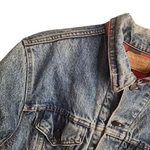 Vintage Levi's Aged Broken in Blanket Lined Dreamy Unisex Trucker Jacket 80s Siz - Picture 8 of 16